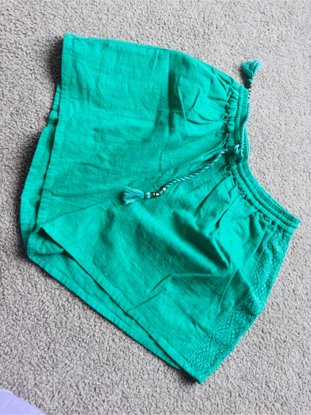 Green Embroidered Shorts
