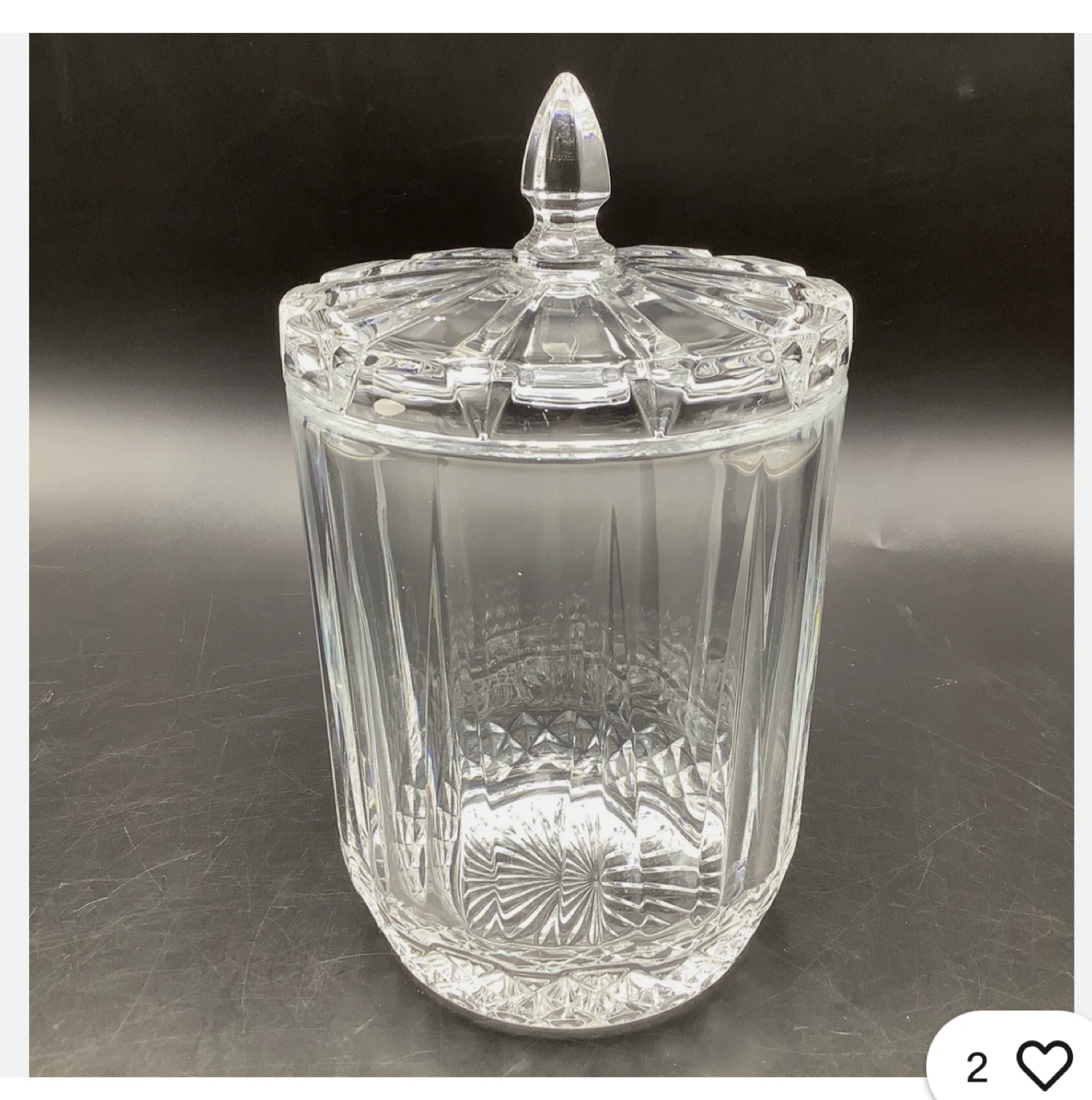 Lead Crystal Glass Diamond Cut Candy Dish with Lid