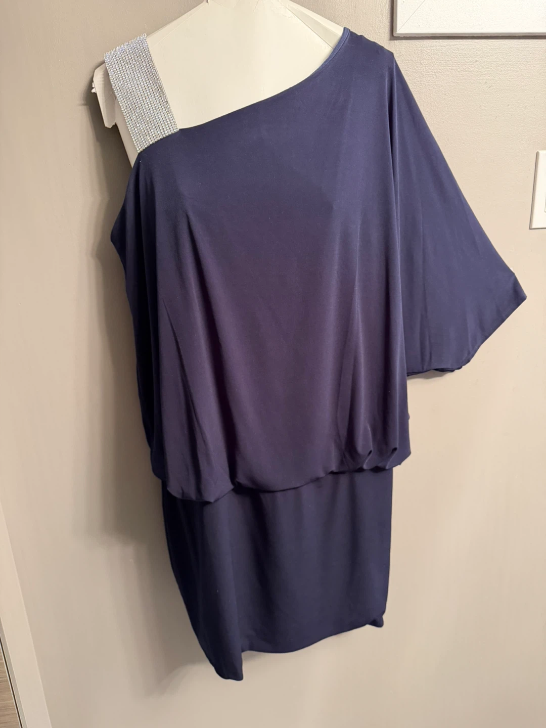 Navy One Shoulder Dress with Blingy Strap - photo 2