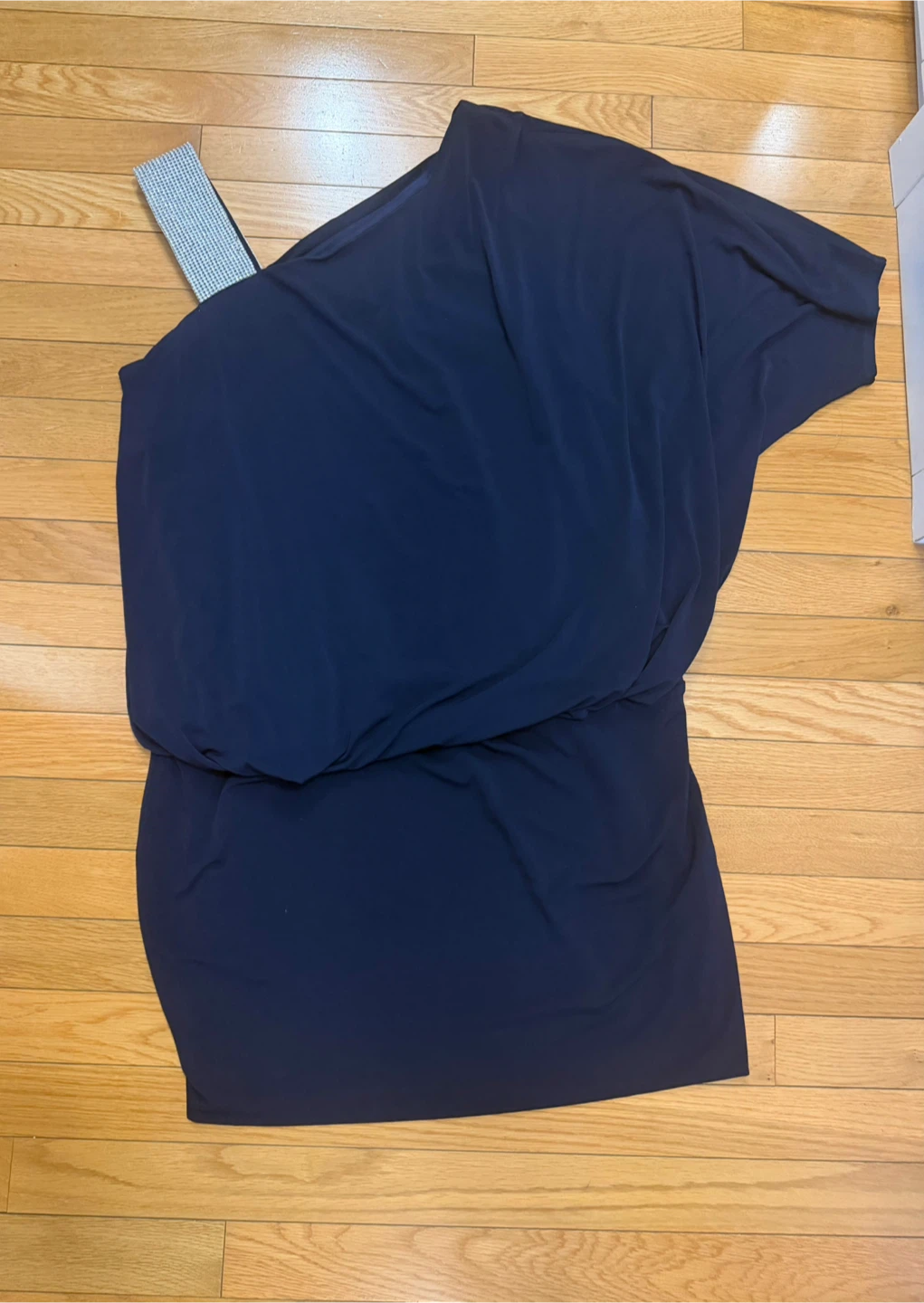 Navy One Shoulder Dress with Blingy Strap - photo 4