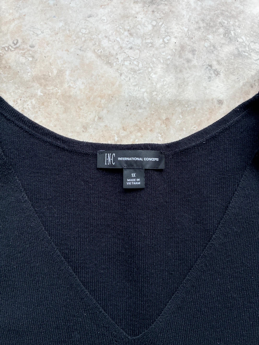 INC International Concepts Black Puff Sleeve V-Neck Sweater - 1X - photo 2