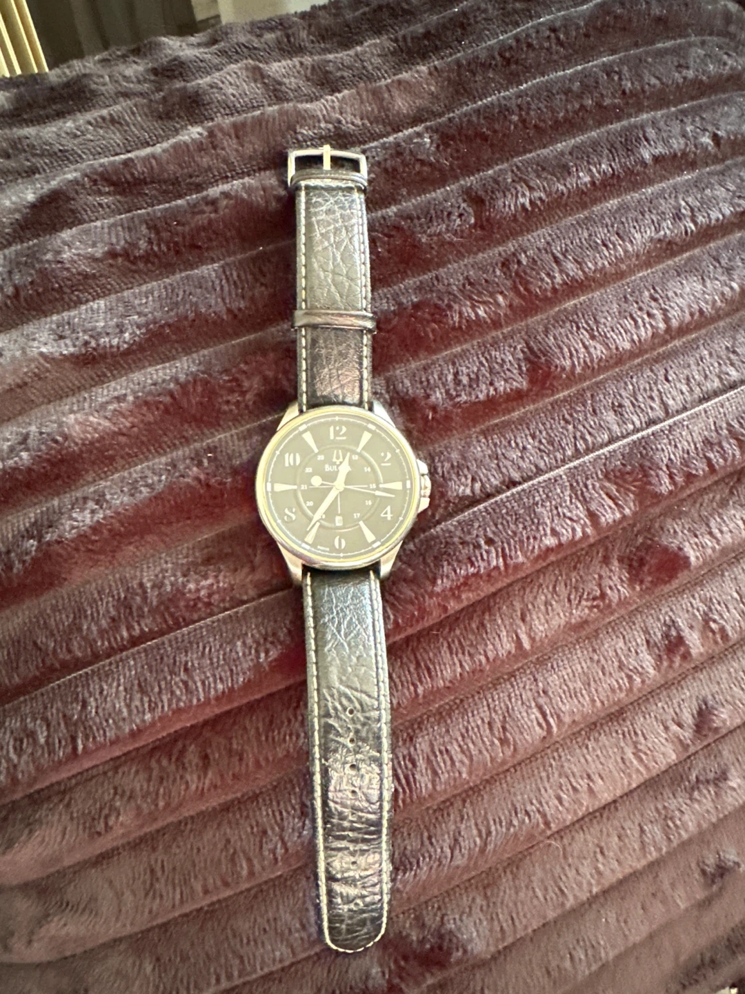 Bulova Men's Genuine Leather Strap Watch