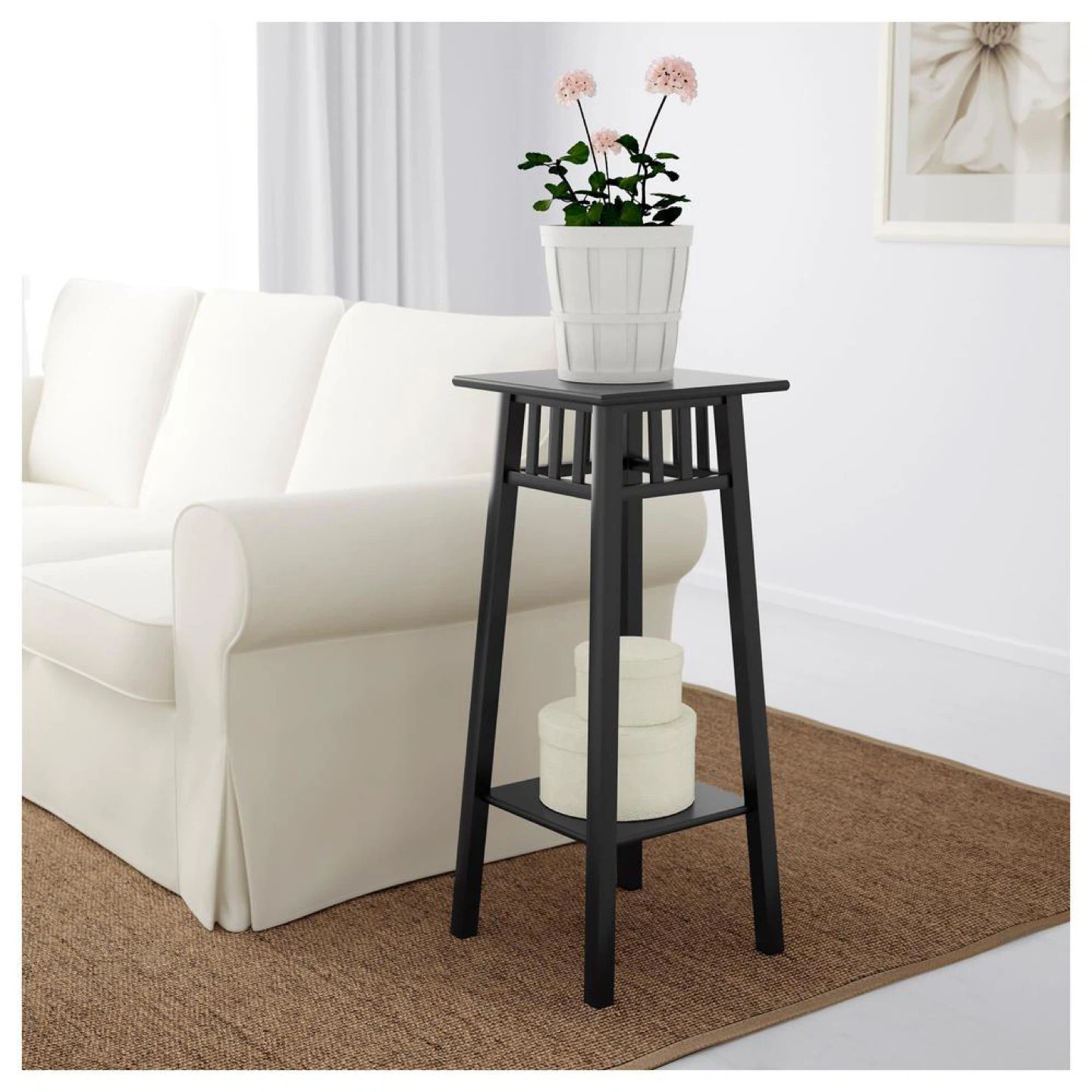 IKEA Black Tall Accent Table plant stand - photo 2