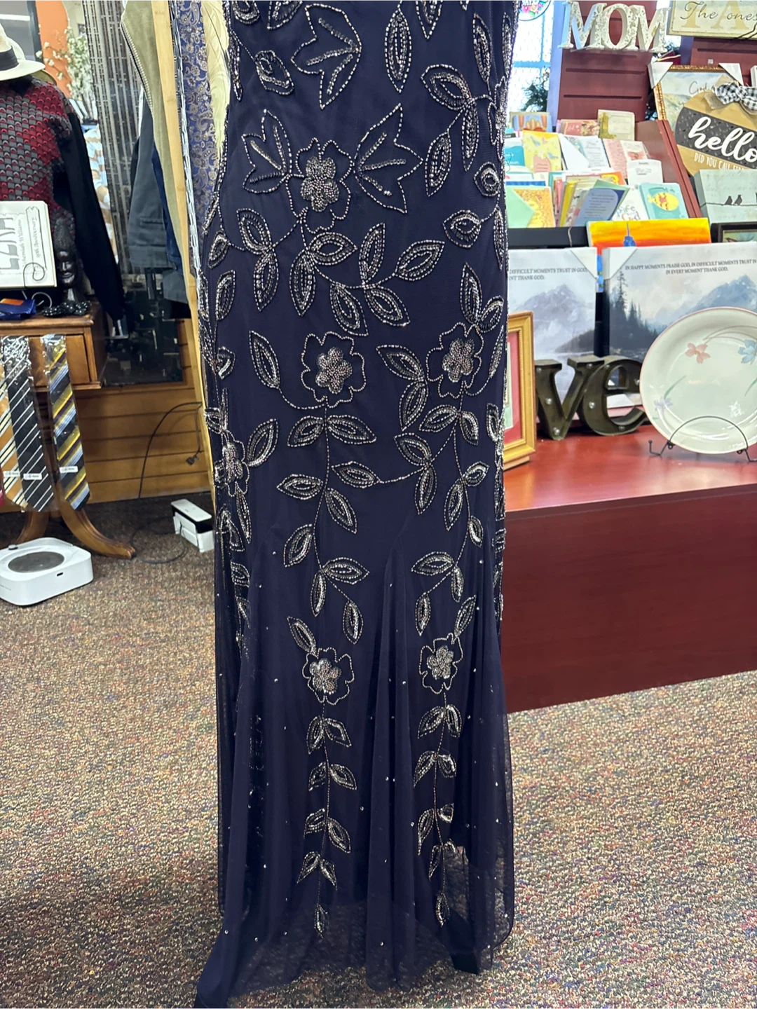 Beaded Navy Blue Maxi Dress - photo 3