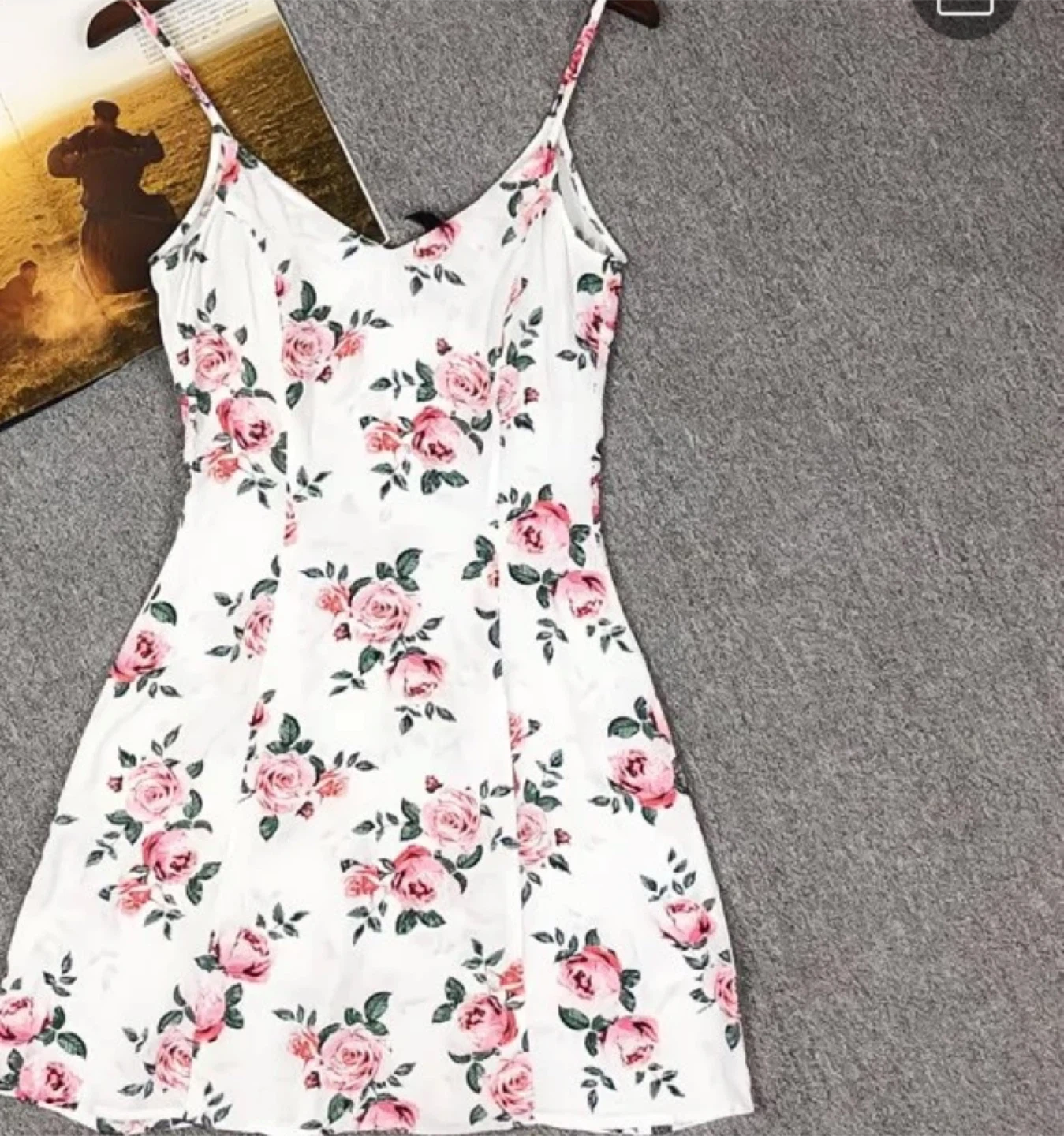 New White Floral Spaghetti Strap Dress