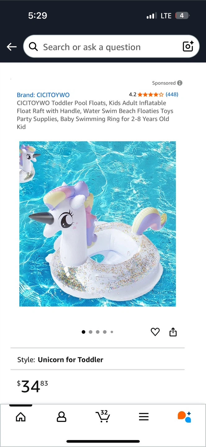 CICITOYWO Baby Swimming Ring Unicorn