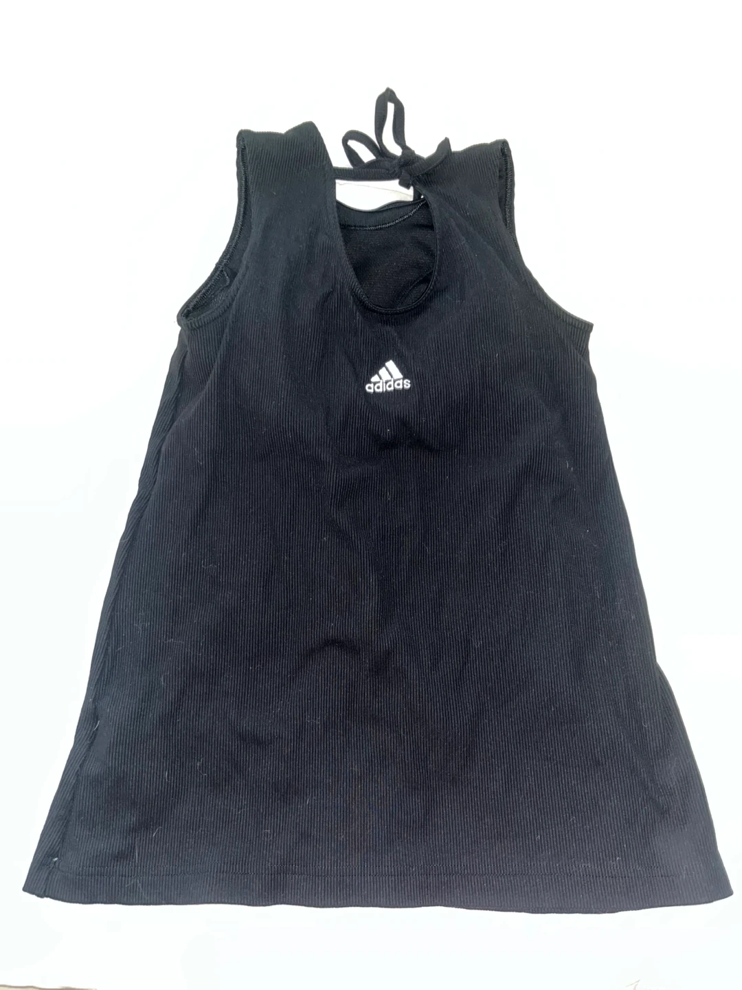 Adidas Black Ribbed Tank Top with Tie Back
