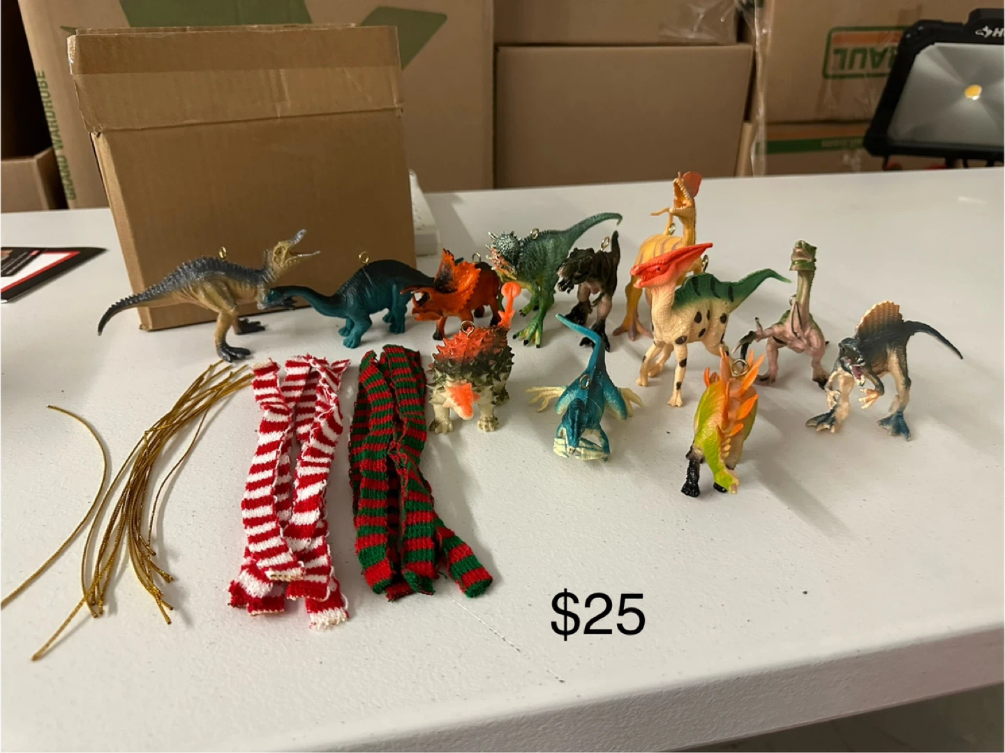 Dinosaur Christmas Ornaments Set - 12 Pcs
