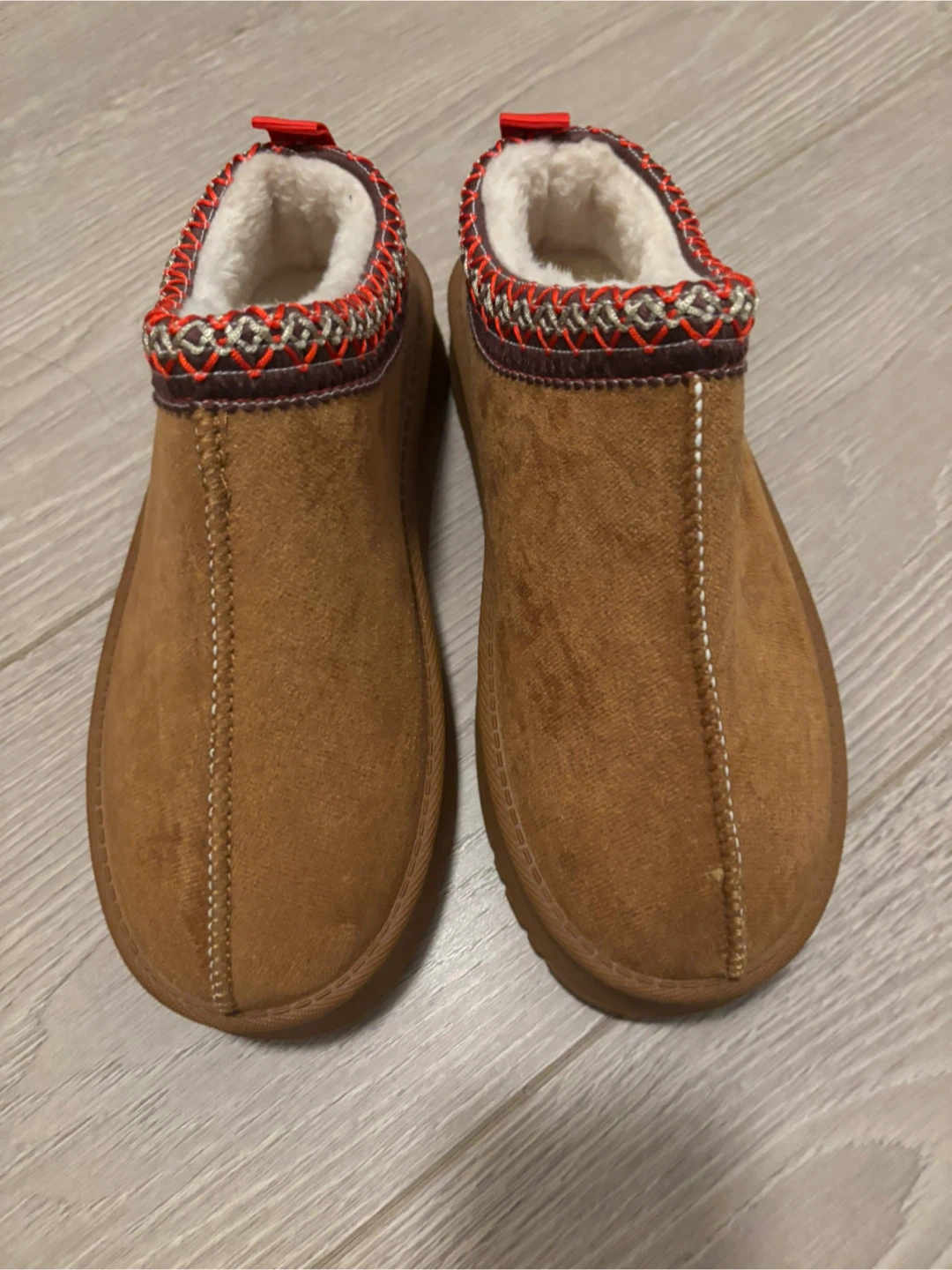 Brown Suede Mules with Fleece Lining - Size 36