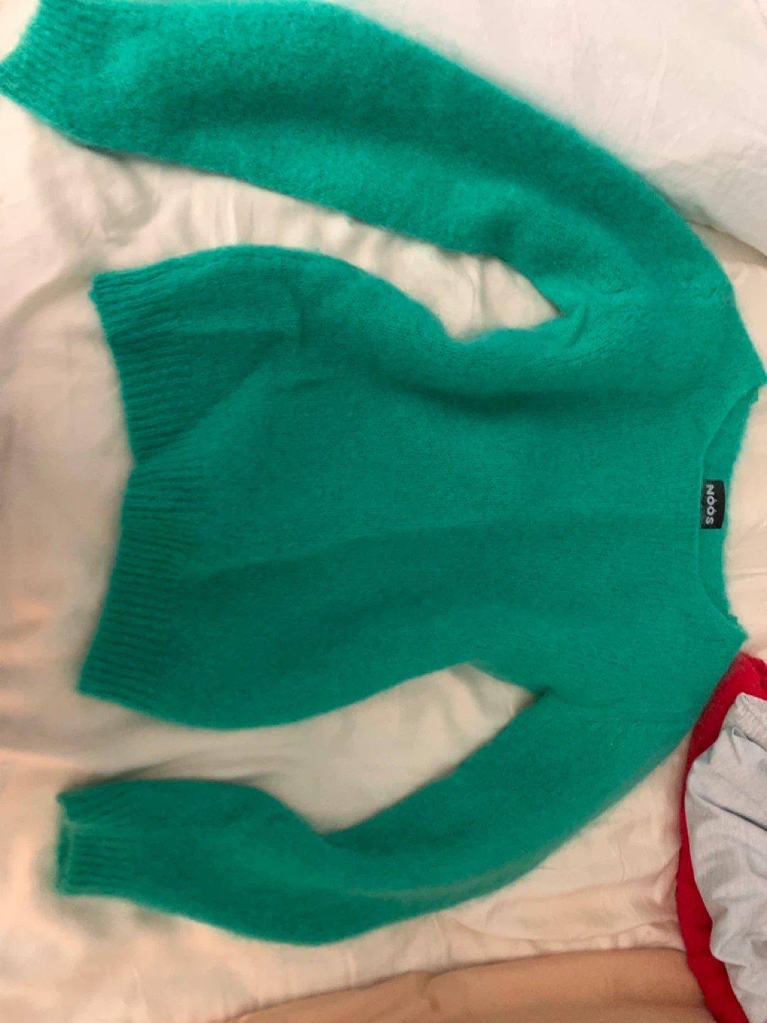 SOON Green Fuzzy Long Sleeve Sweater
