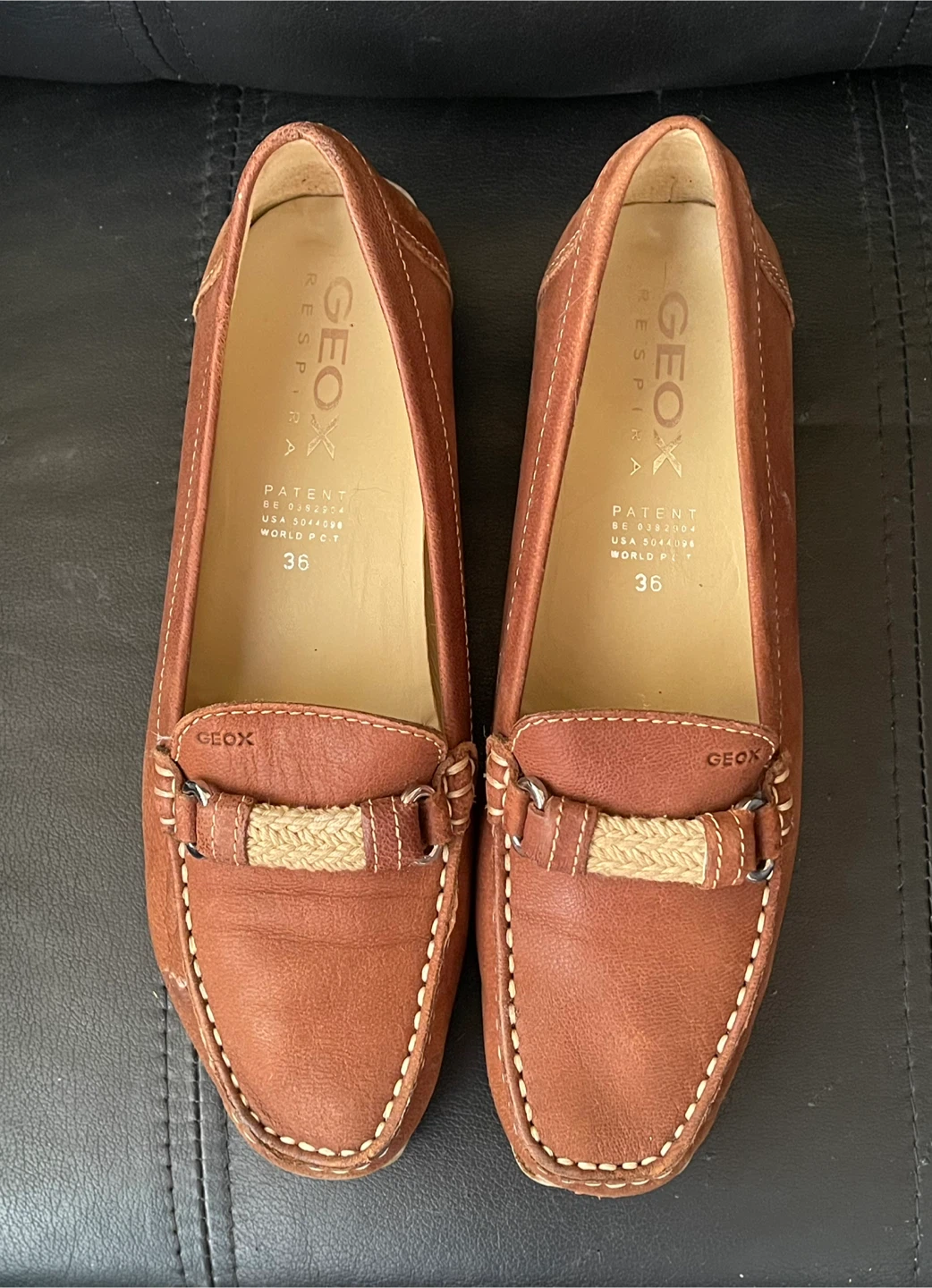 🏆Geox Women's Brown Leather Loafers Size 36
