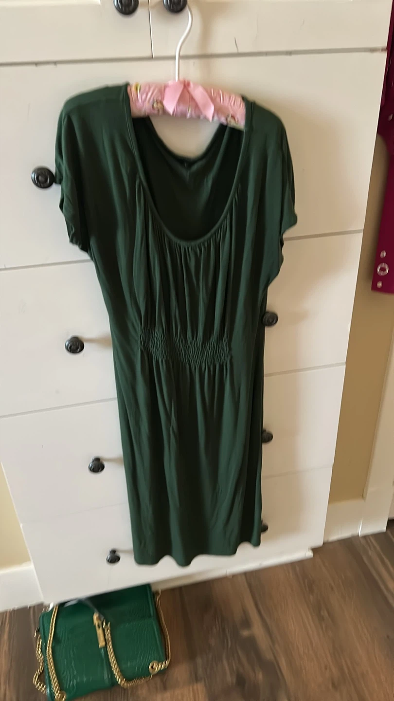 Green Ruched Waist Midi Dress