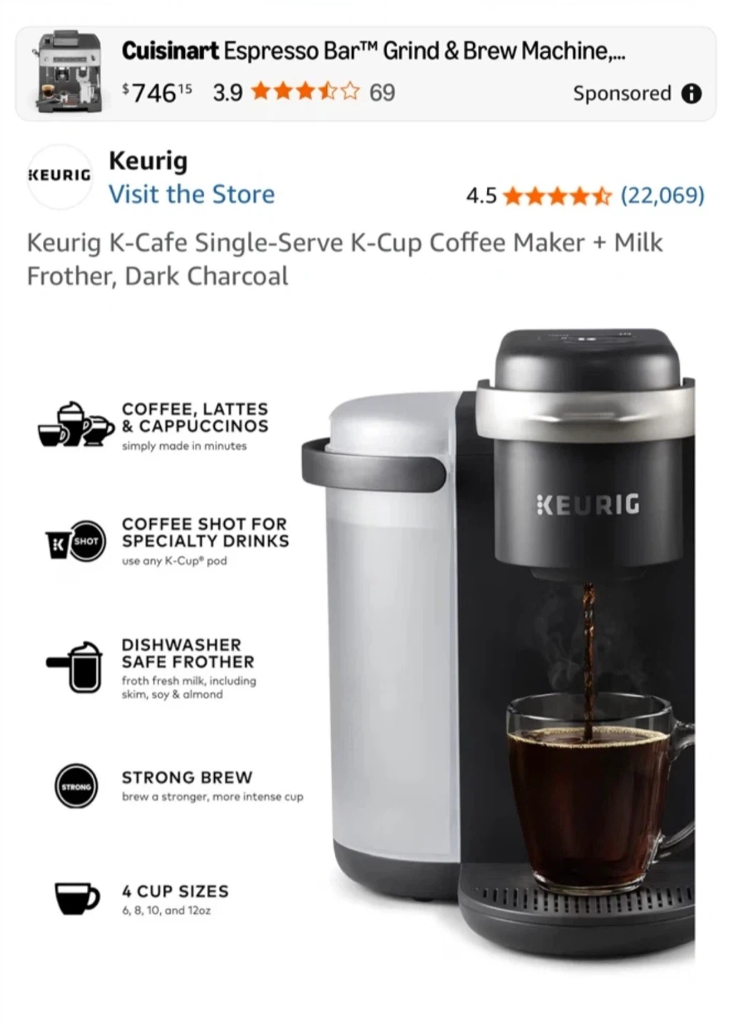 Keurig K-Cafe Single-Serve Coffee Maker + Milk Frother - photo 3