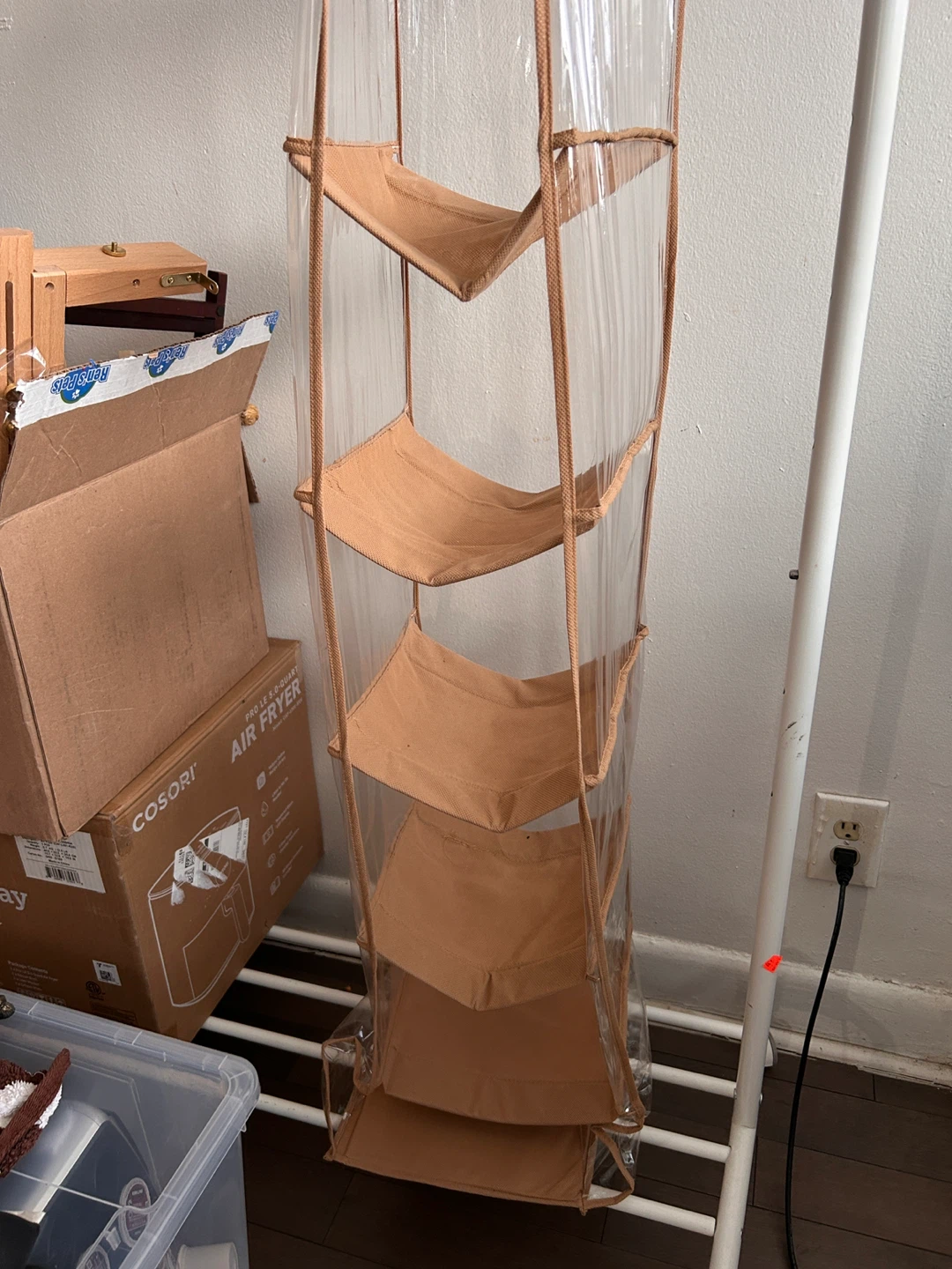 Hanging Shelf Organizer with Clear Pockets