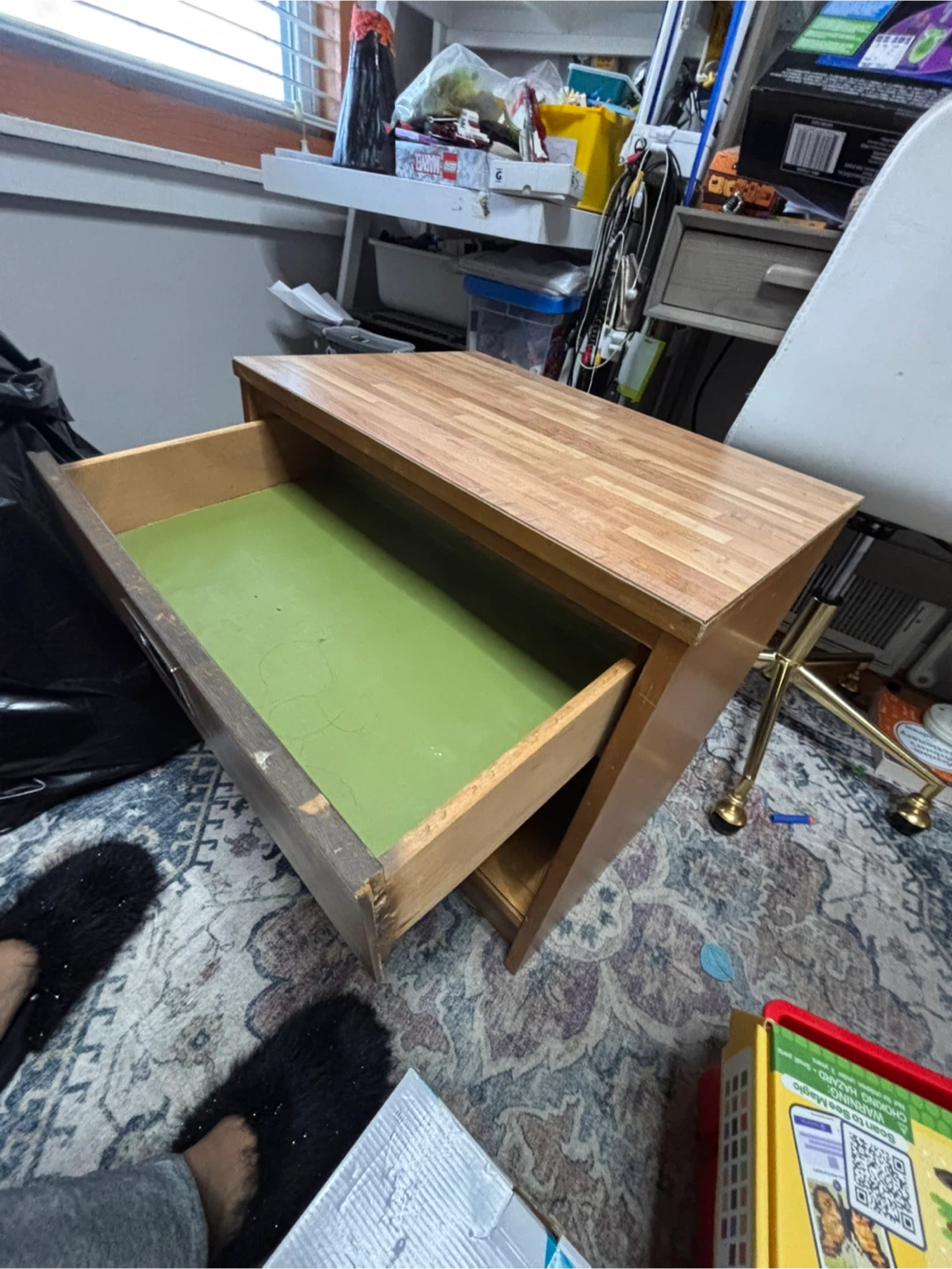 Wooden Nightstand with Drawer - photo 2