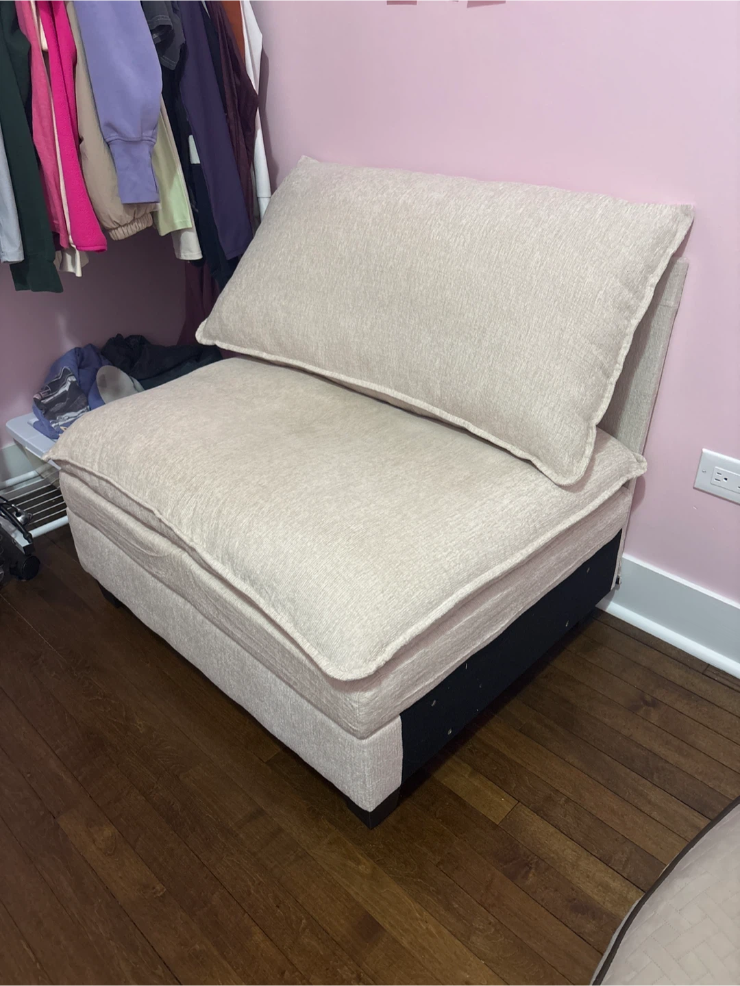 Beige Accent Chair with Pillow