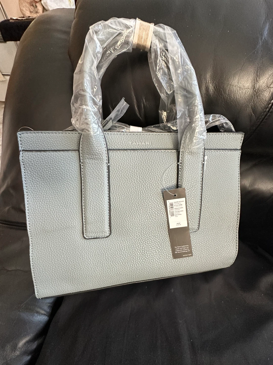Tahari Grey Faux Leather Tote Bag