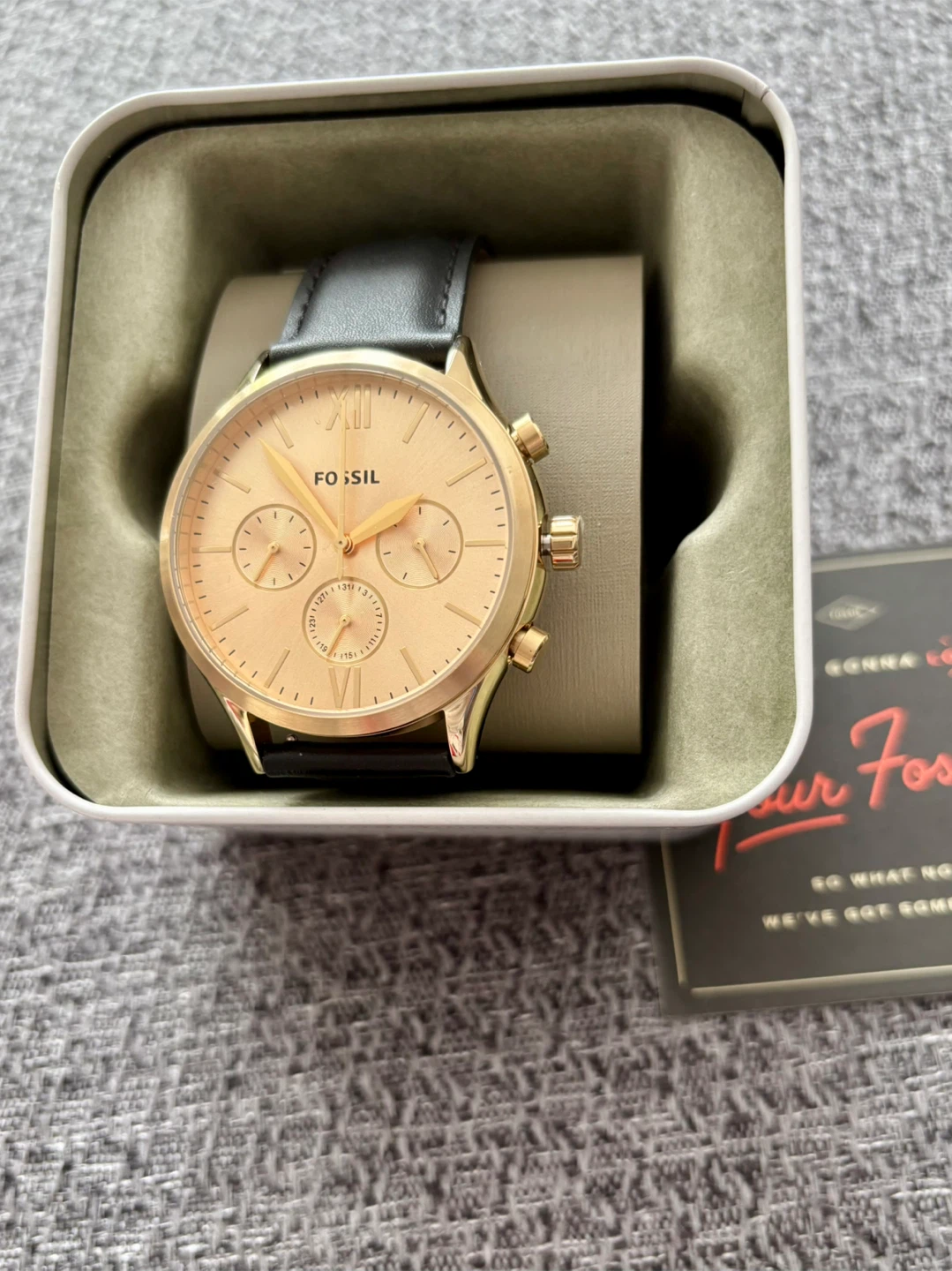 Fossil Watch - Rose Gold Chronograph with Black Leather Strap - photo 2