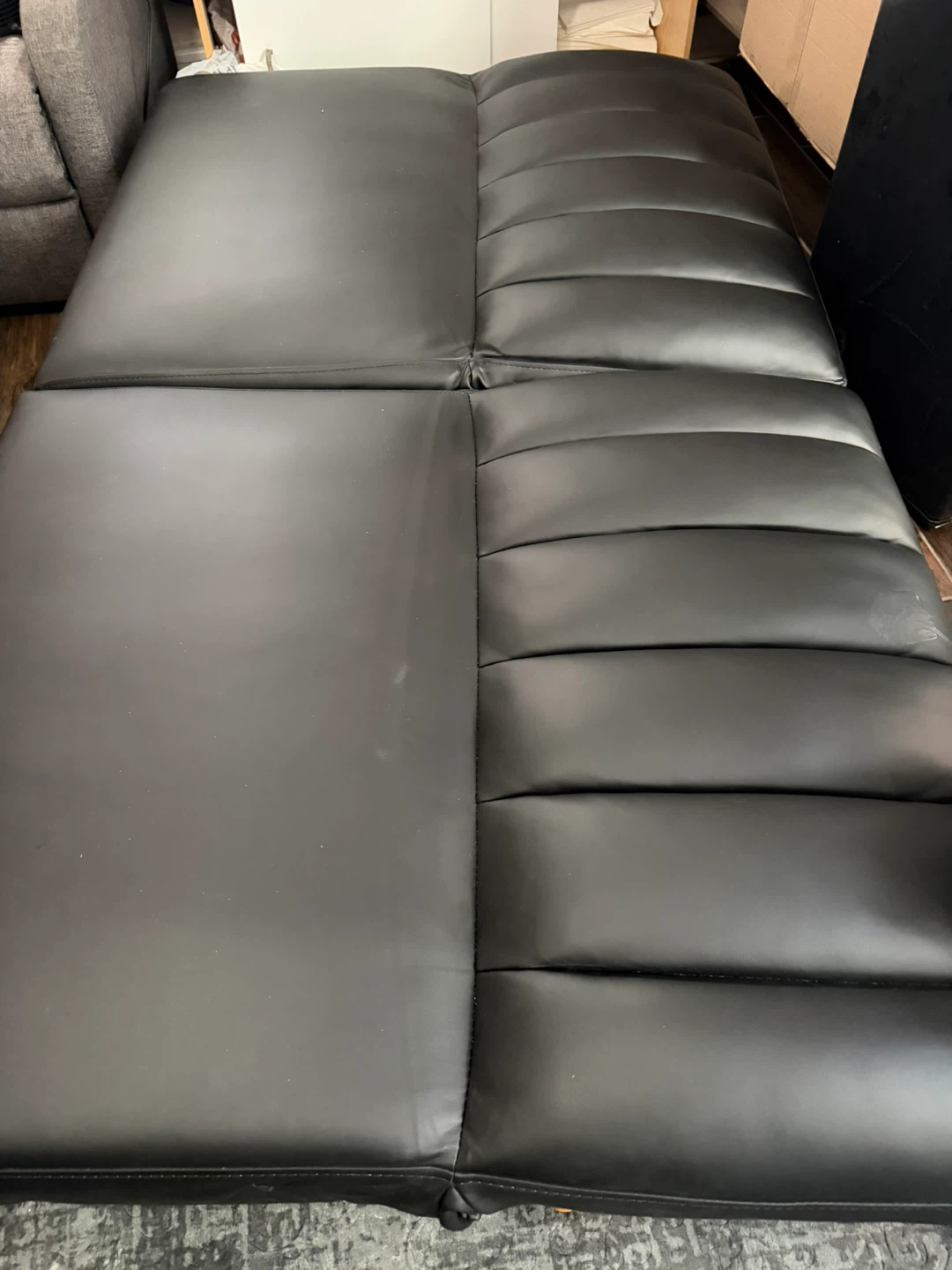 Black Faux Leather Futon - photo 2
