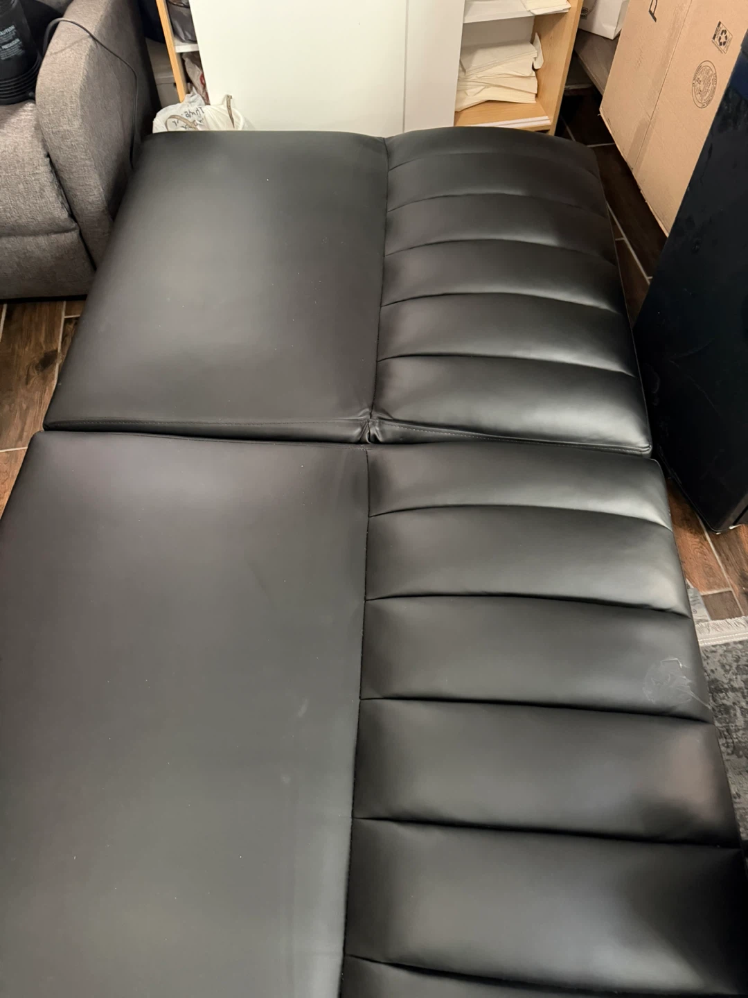Black Faux Leather Futon