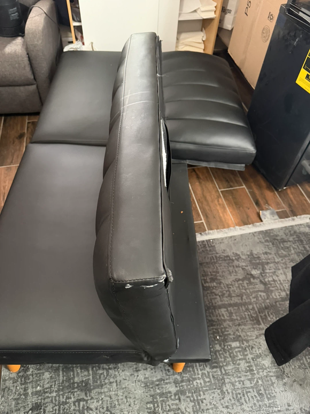Black Faux Leather Futon - photo 4