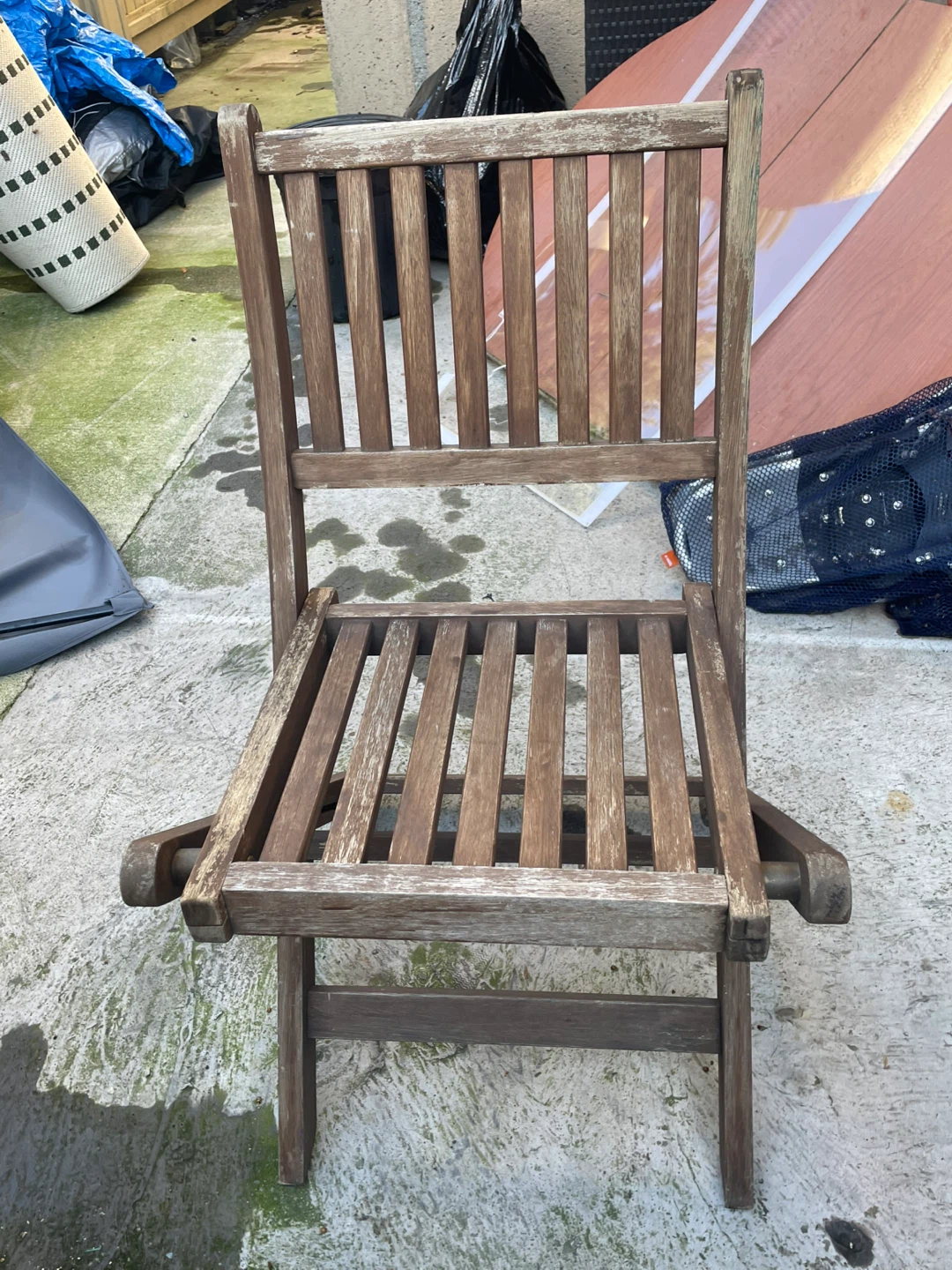 Four Wooden Folding Patio Chairs