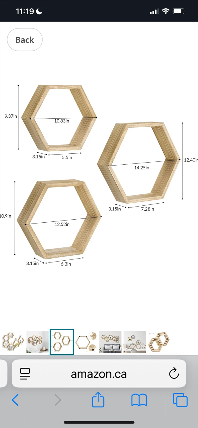 Set of 6 Hexagonal Wood Shelves - photo 4