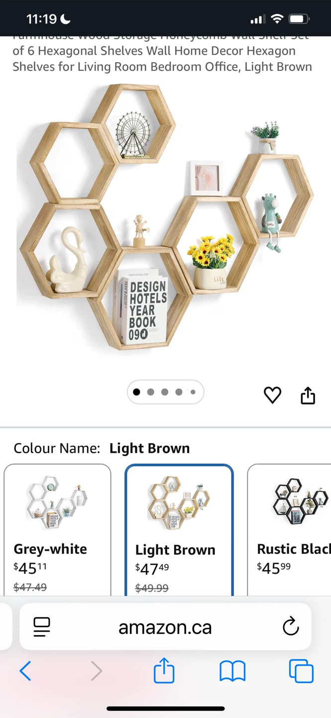 Set of 6 Hexagonal Wood Shelves - photo 3