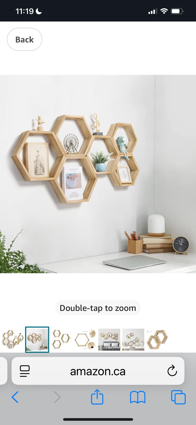 Set of 6 Hexagonal Wood Shelves - photo 2