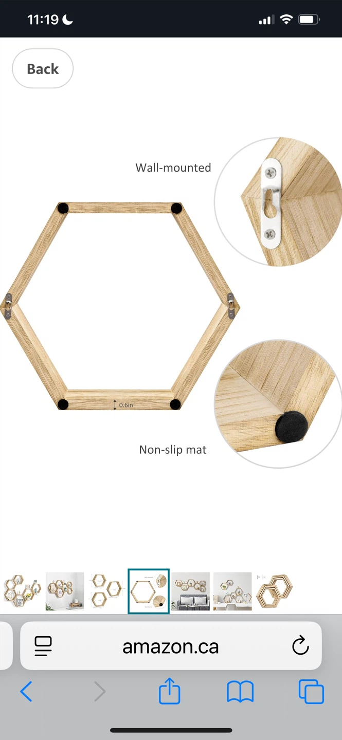 Set of 6 Hexagonal Wood Shelves - photo 5