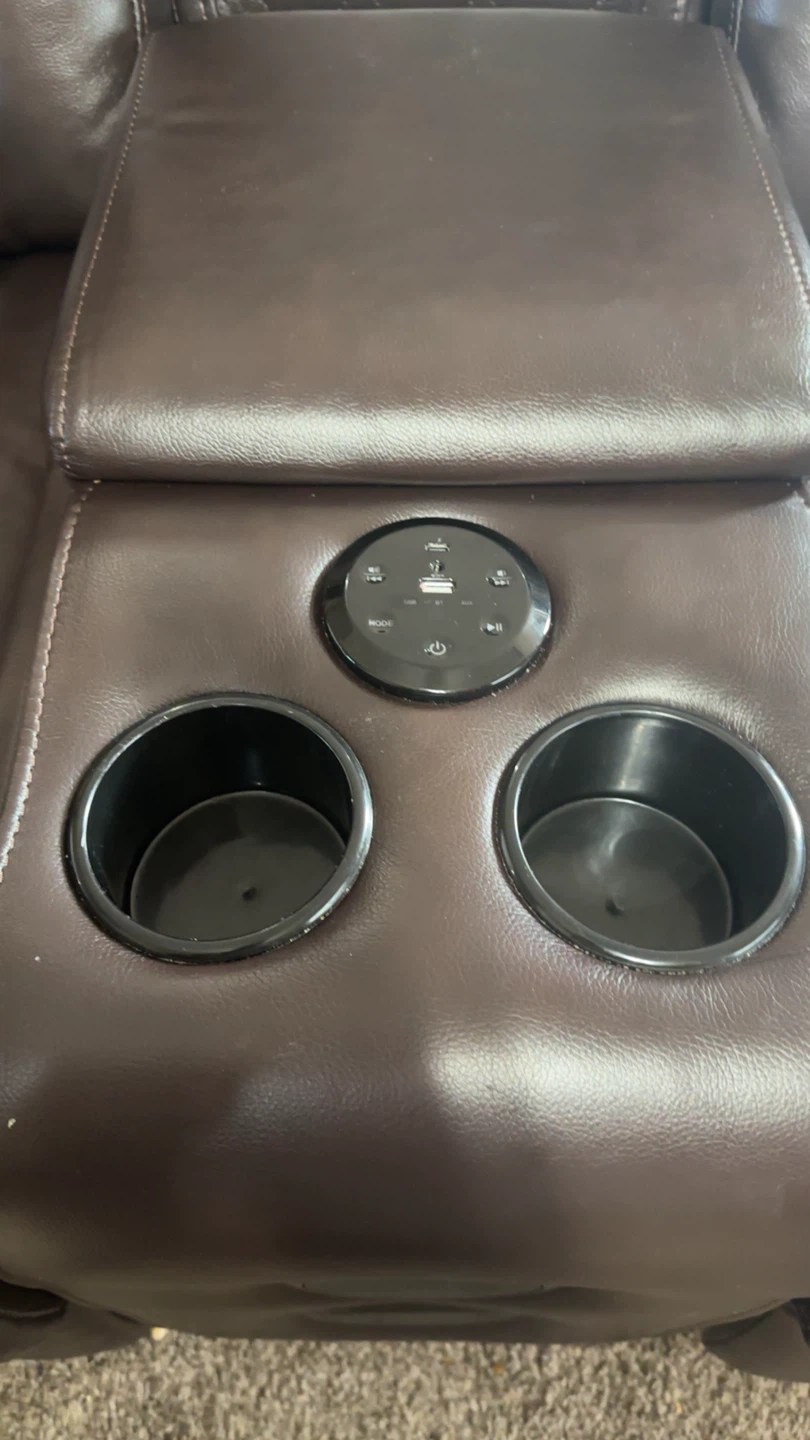 Brown Leather Recliner with Cup Holders and USB - photo 3