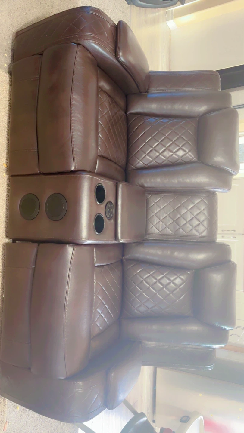 Brown Leather Recliner with Cup Holders and USB - photo 4