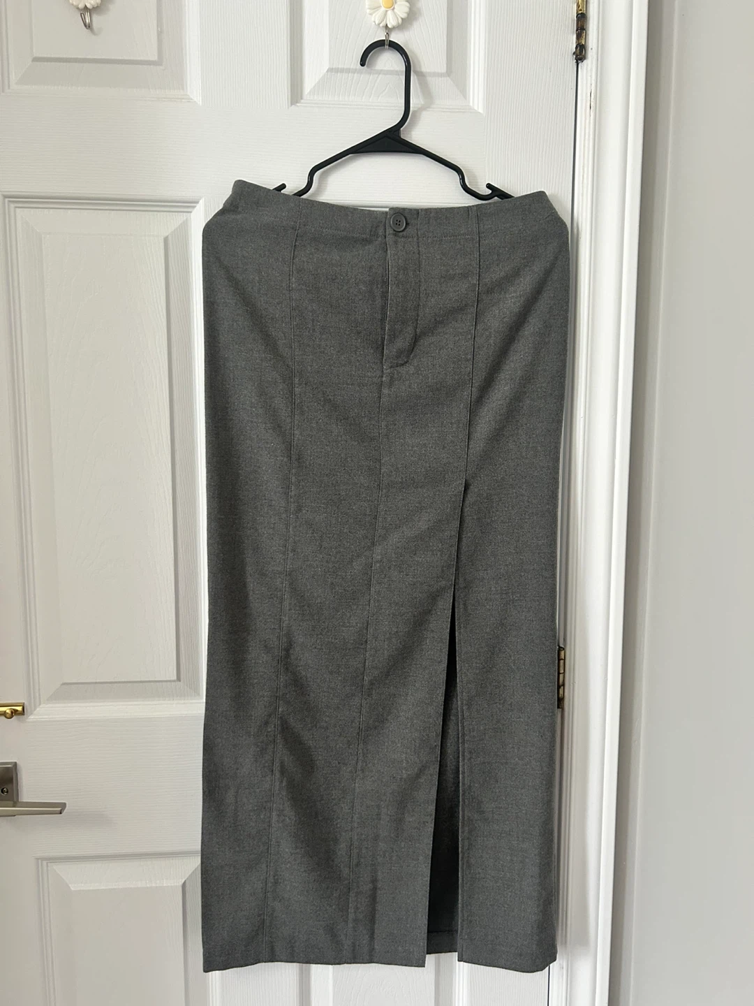 Grey Pencil Skirt with Slit