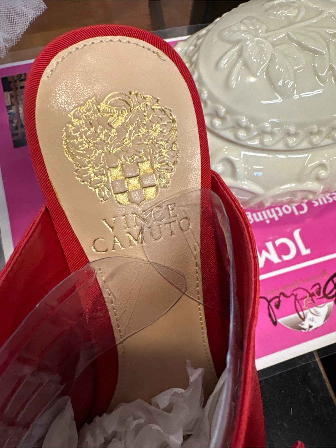 Vince Camuto Red Bow Heeled Mules - photo 3