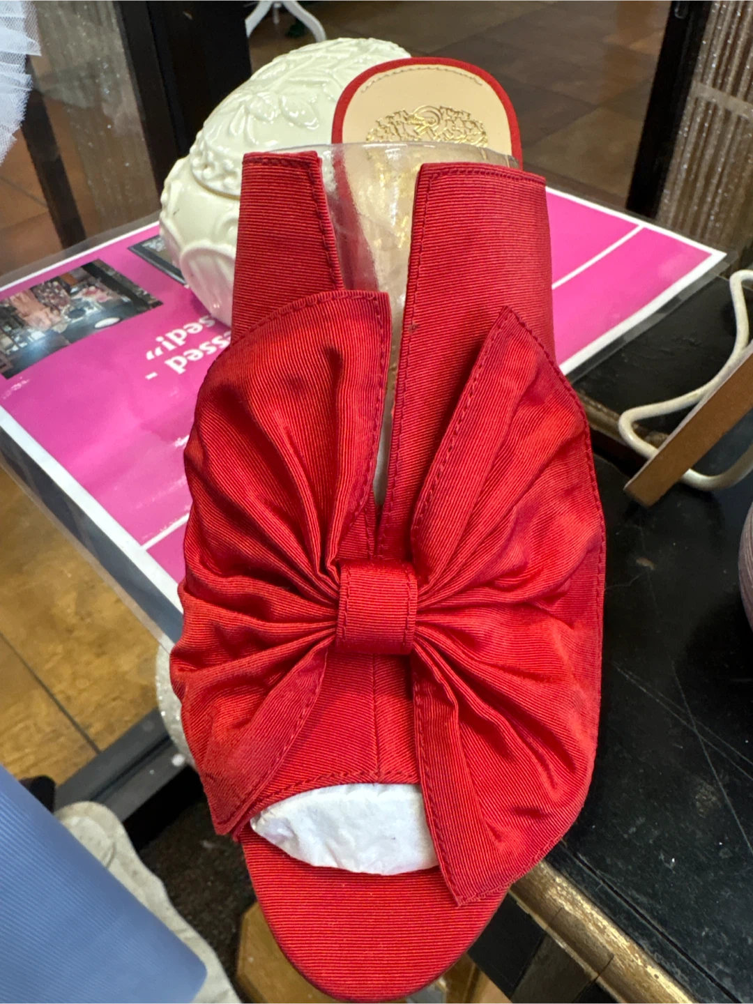Vince Camuto Red Bow Heeled Mules
