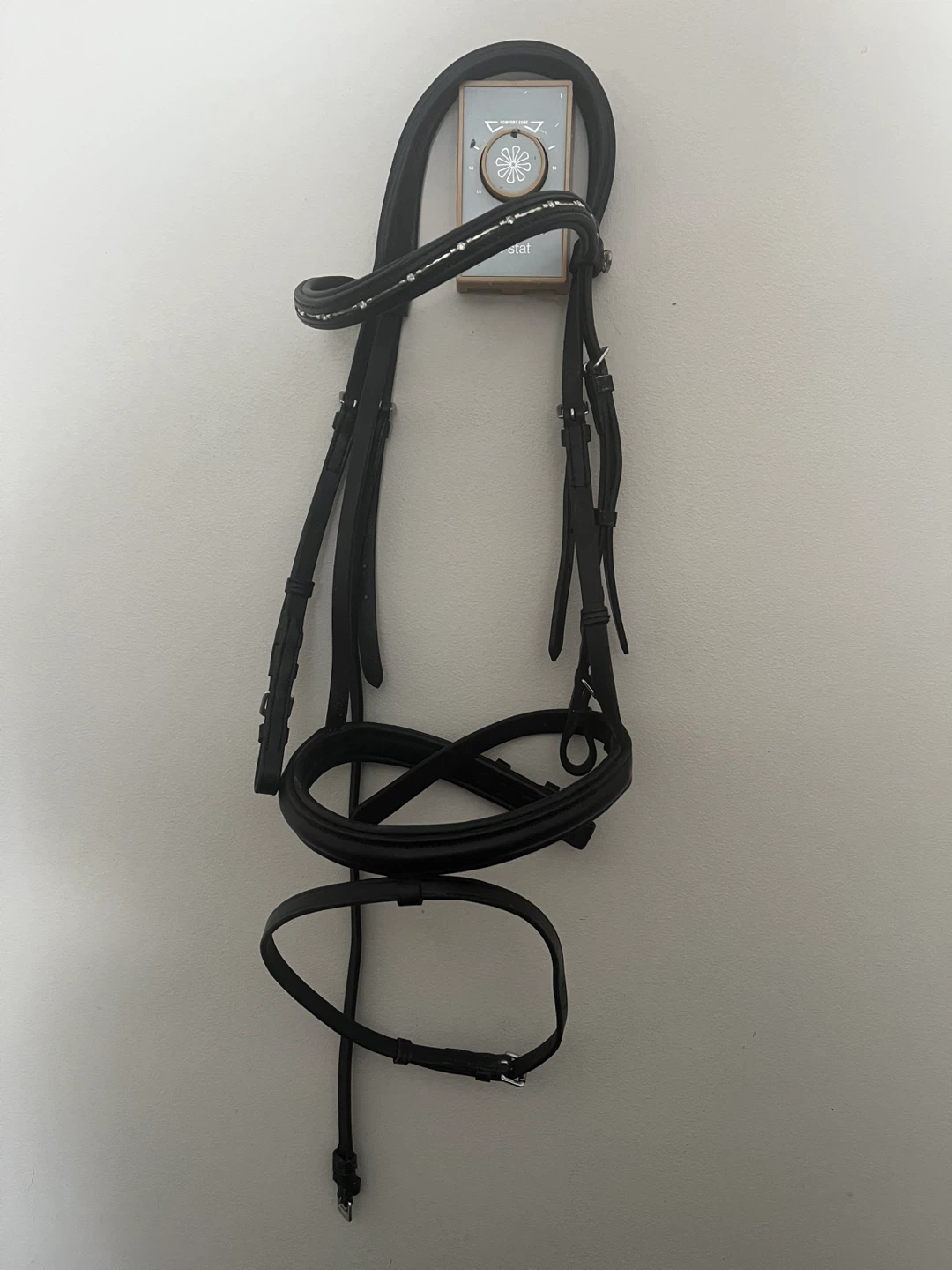 Black Leather Horse Bridle with Rhinestone Browband - photo 3