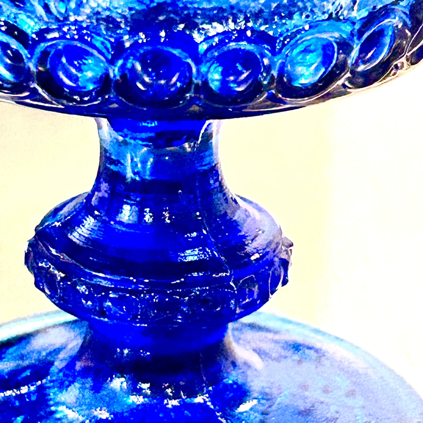 Antique Cobalt Blue Pressed Glass Pedestal Compote Bowl - photo 2