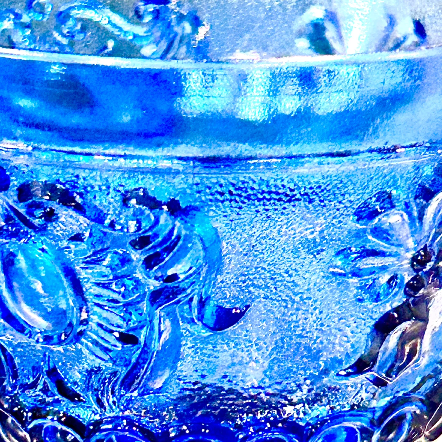 Antique Cobalt Blue Pressed Glass Pedestal Compote Bowl - photo 3
