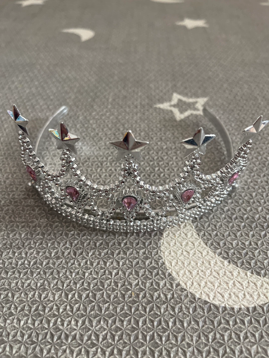 🏆Silver Tiara with Pink Gems and Stars