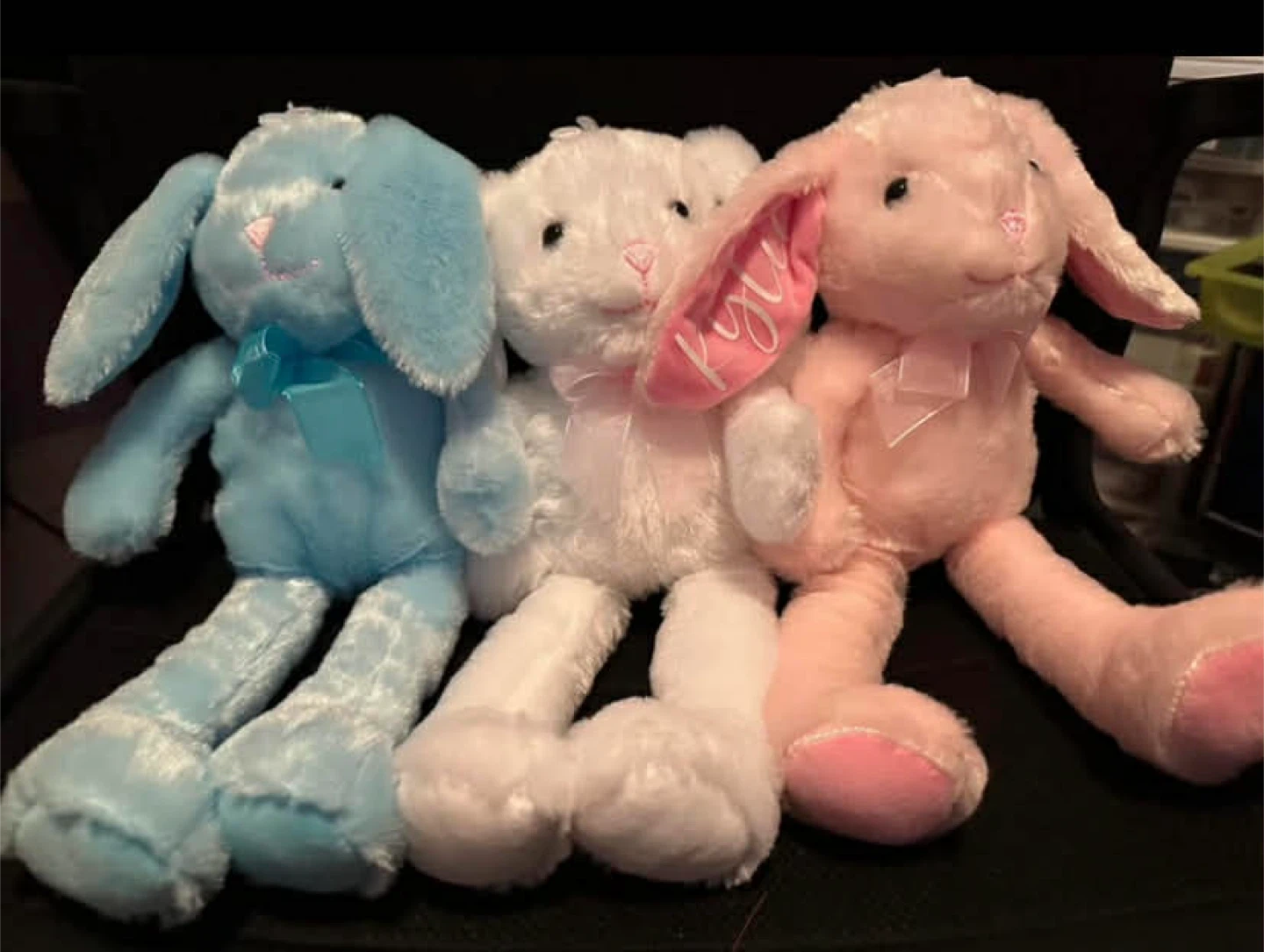 Easter Plush Bunnies - Blue, White, Pink
