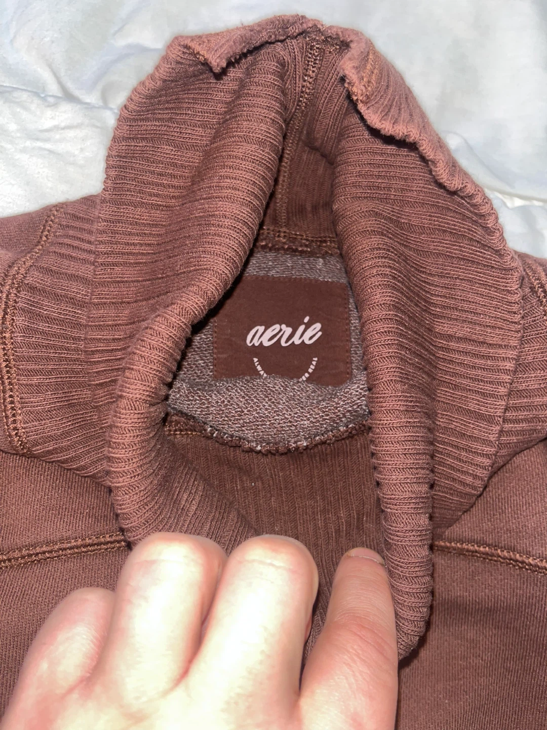 Aerie Cropped - 86% cotton Mock Neck Sweatshirt