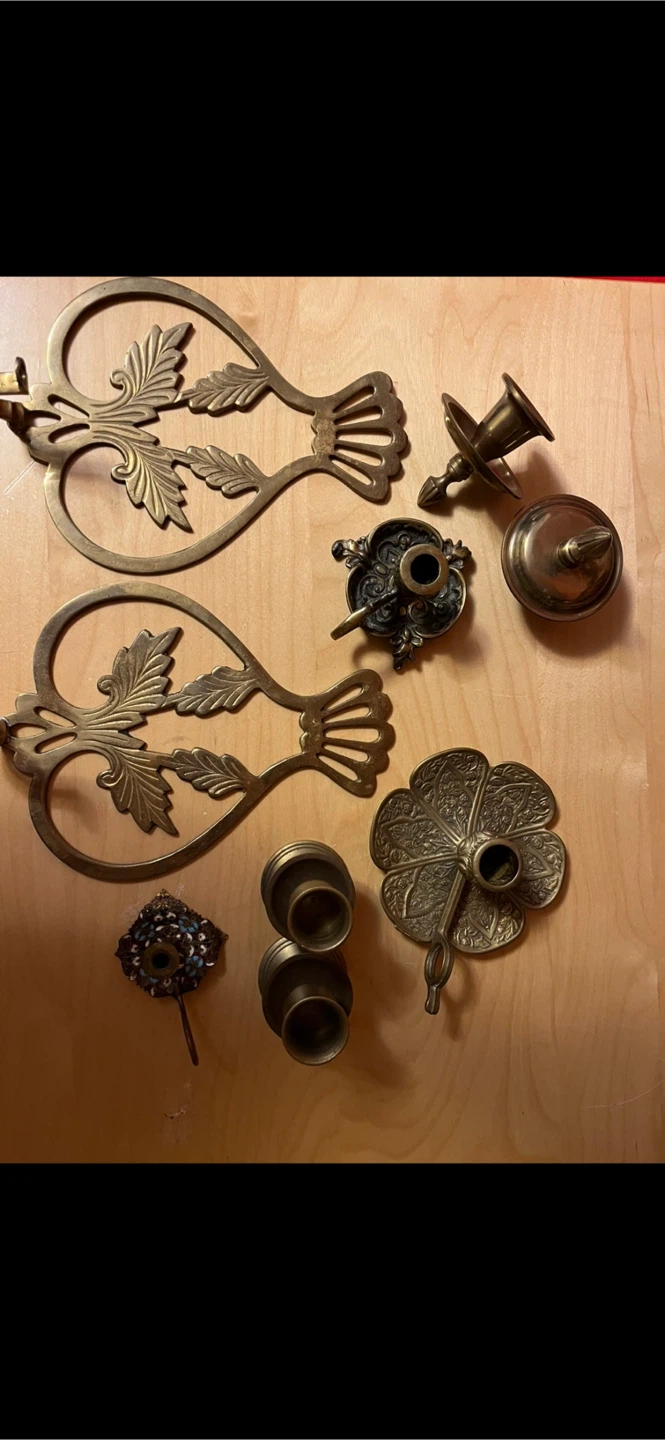 Vintage Brass Candle Holders and Wall Sconces - photo 2