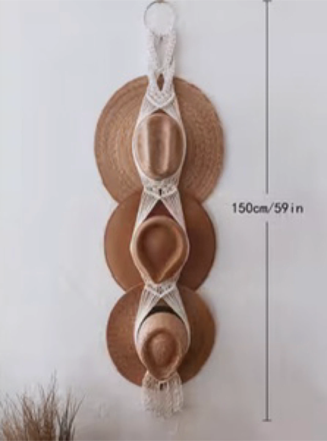 Macrame Hat Hanger Wall Organizer - 3 Tier