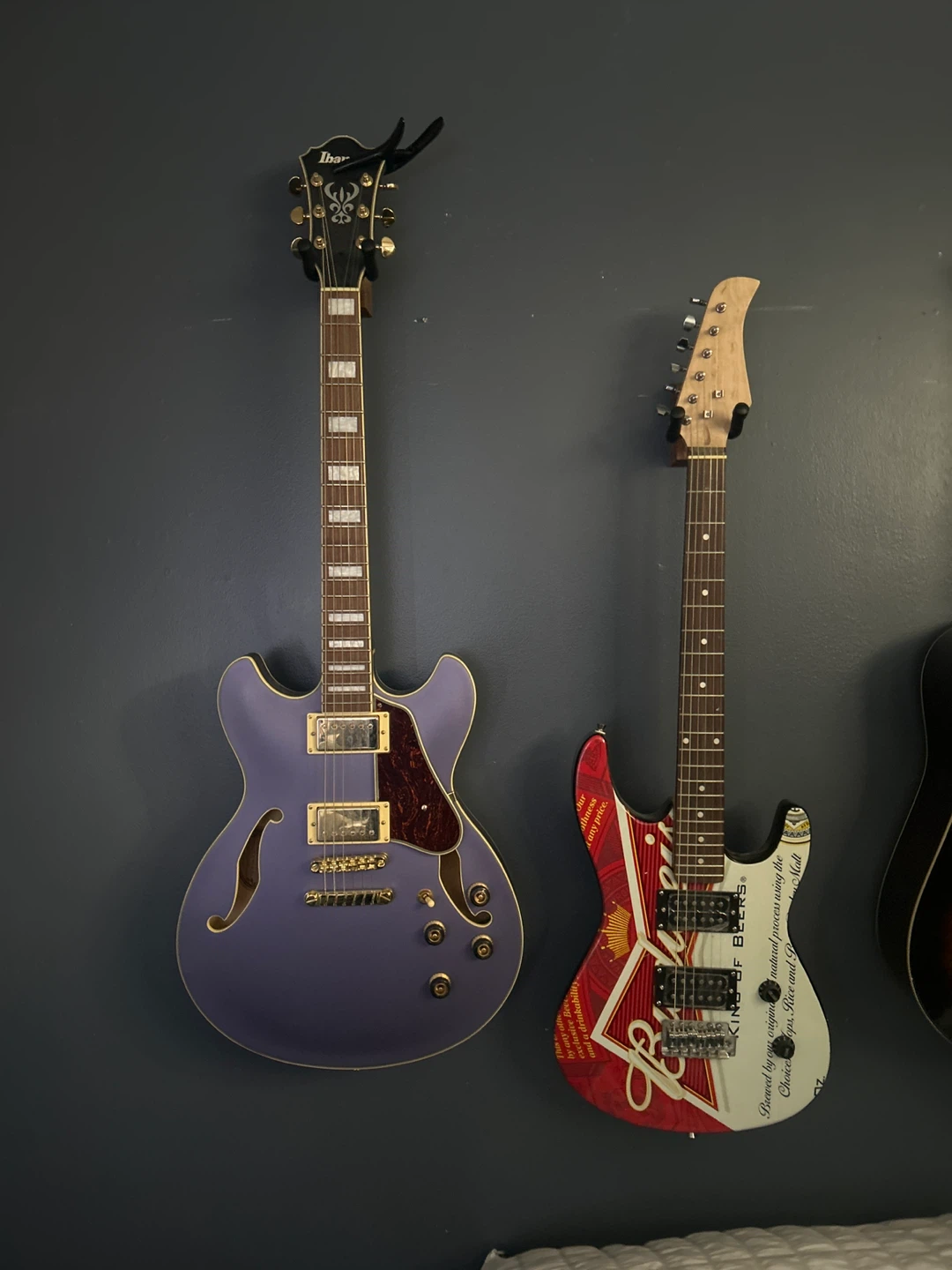 Ibanez Semi-Hollow Electric Guitar - Purple and Budweiser guitar