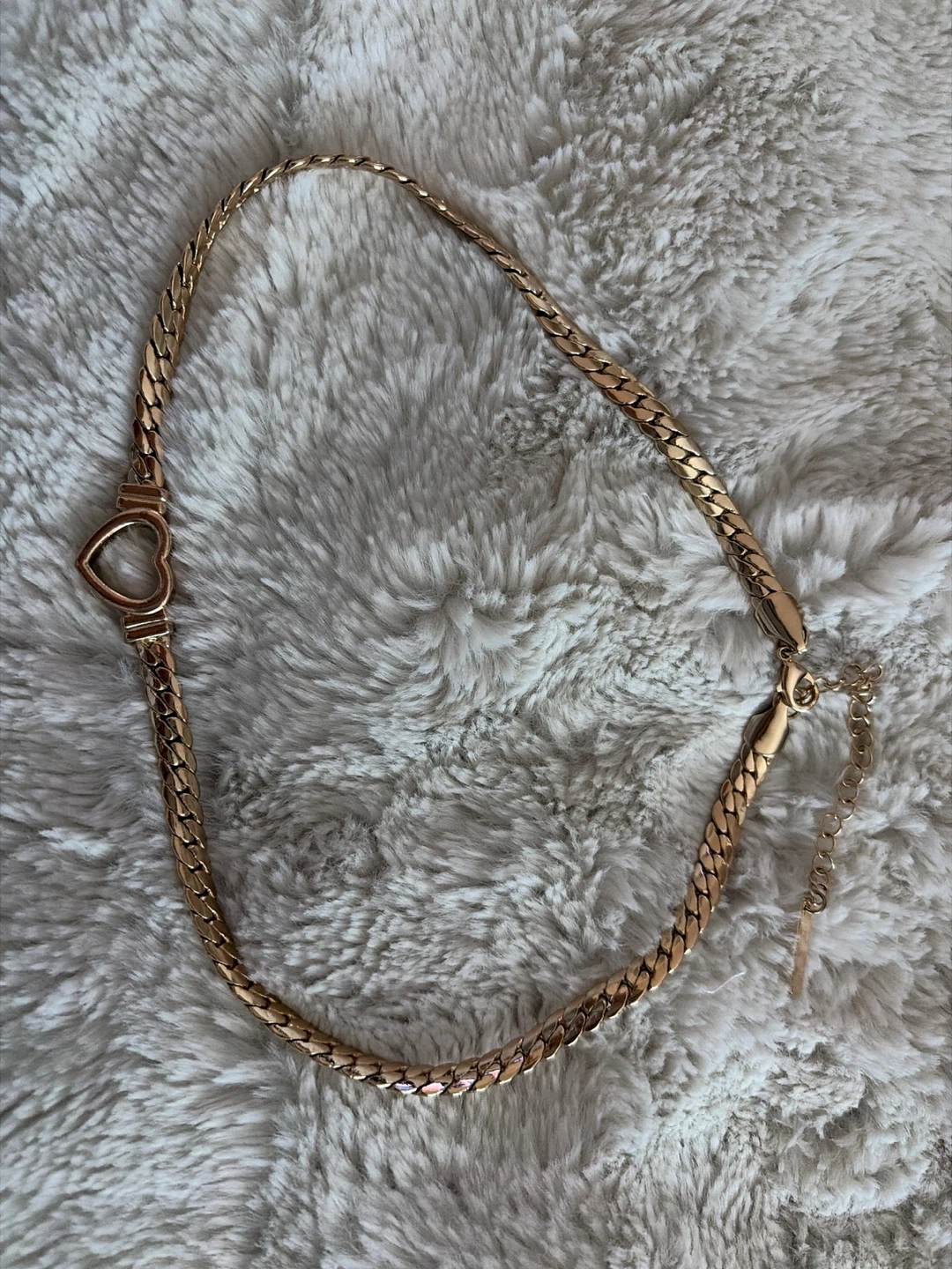 Gold Tone Heart Pendant Chain Necklace