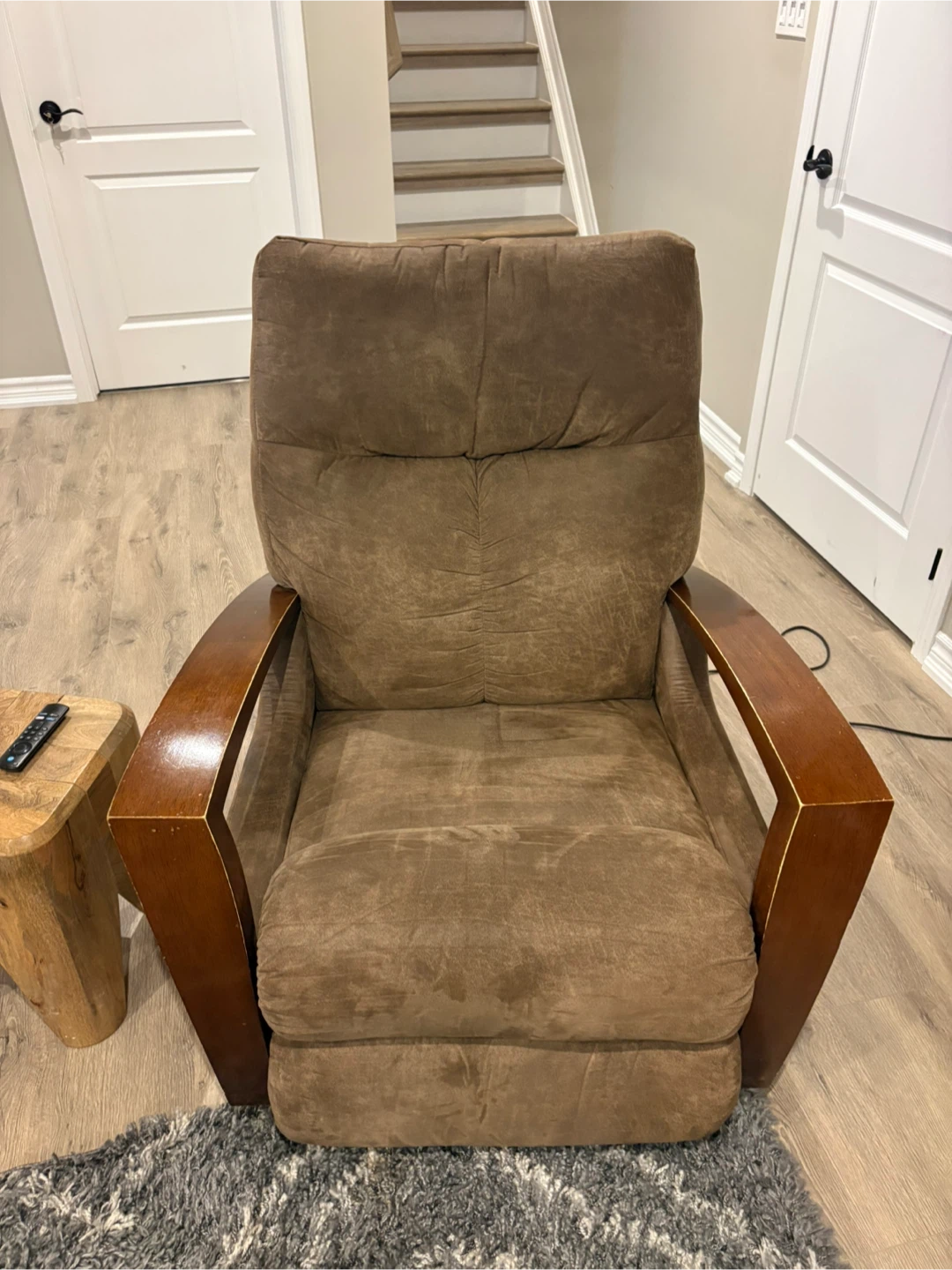 Brown Upholstered Recliner Chair