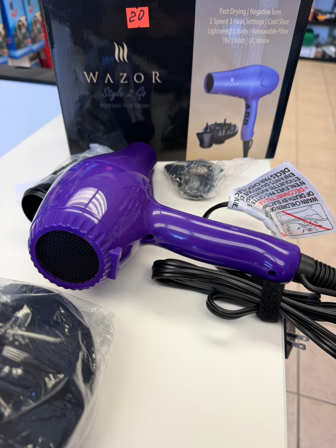 Wazor Style 2 Go Ionic Blow Dryer - Purple - photo 2