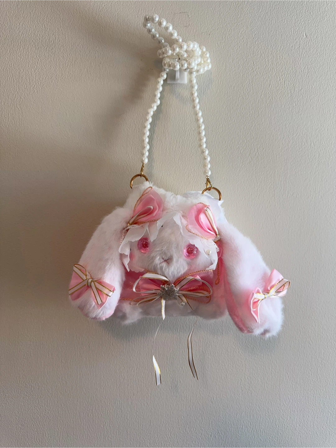 Faux Fur Bunny Purse with Pearl Strap *2 - photo 5