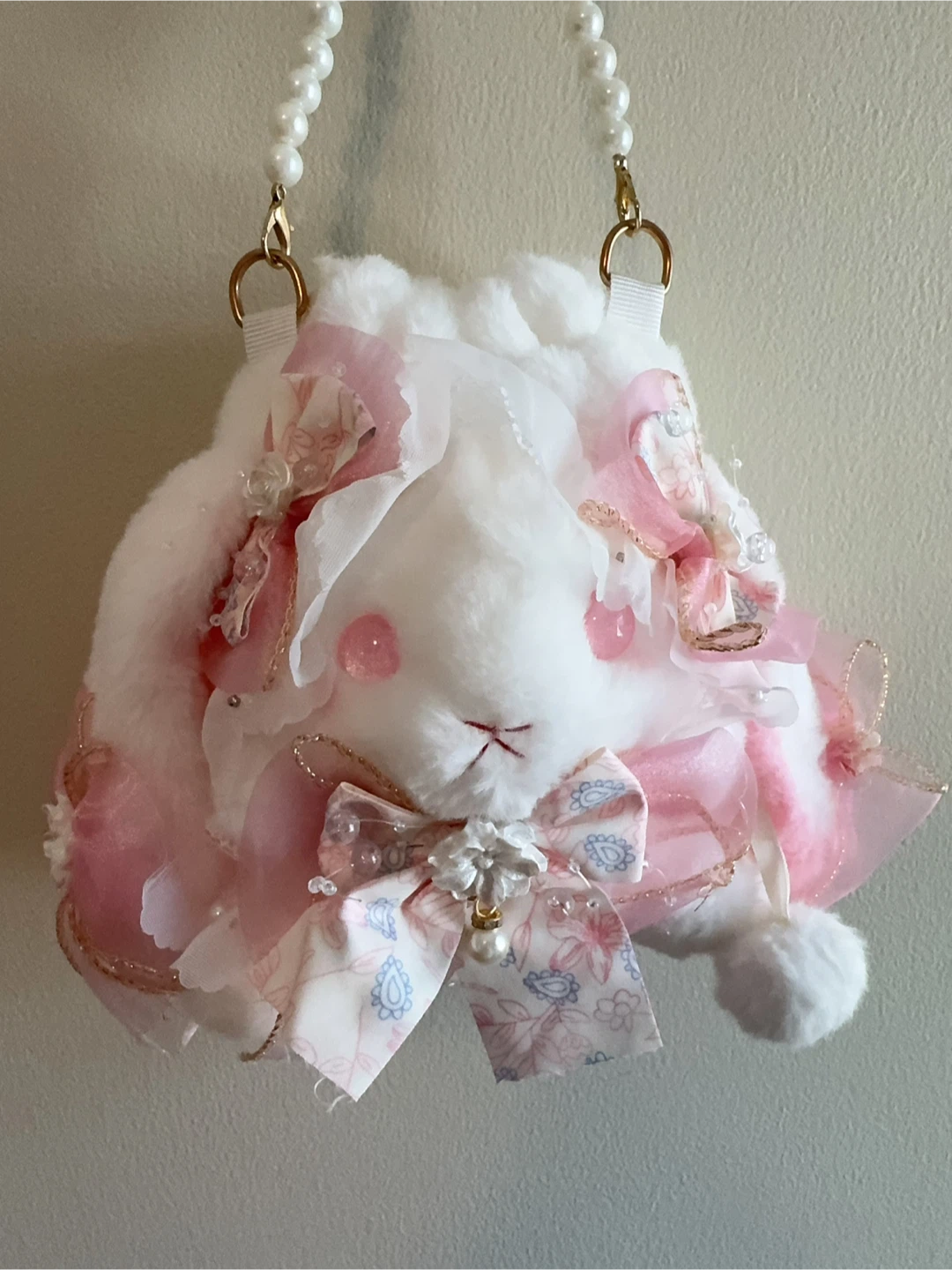 Faux Fur Bunny Purse with Pearl Strap *2 - photo 2