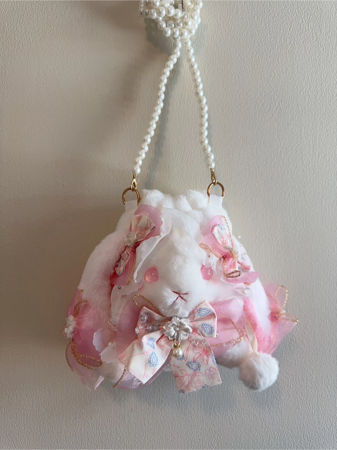 Faux Fur Bunny Purse with Pearl Strap *2